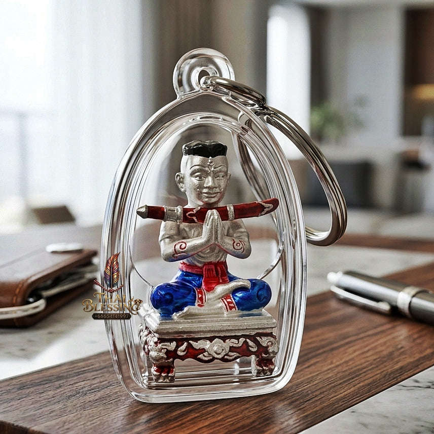 💥 THE SILVER MASTERPIECE OF MOONLIT CHARM & DIVINE GRACE: THE ACHAN SUBIN SILVER-PLATED NA NA THONG KHUN PHAEN!  Sacred "Khun Phaen Mon Saneh Na Na Thong (Silver-Face Silver-Mask Khun Phaen) Thai Blessing Co By RURUECHA