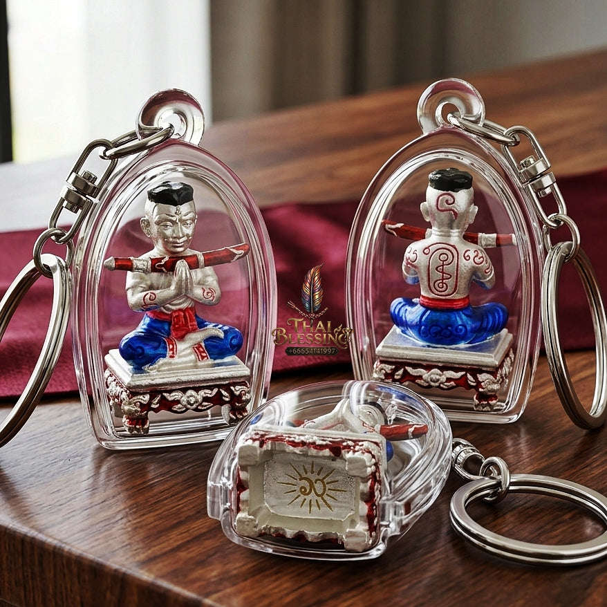 💥 THE SILVER MASTERPIECE OF MOONLIT CHARM & DIVINE GRACE: THE ACHAN SUBIN SILVER-PLATED NA NA THONG KHUN PHAEN!  Sacred "Khun Phaen Mon Saneh Na Na Thong (Silver-Face Silver-Mask Khun Phaen) Thai Blessing Co By RURUECHA