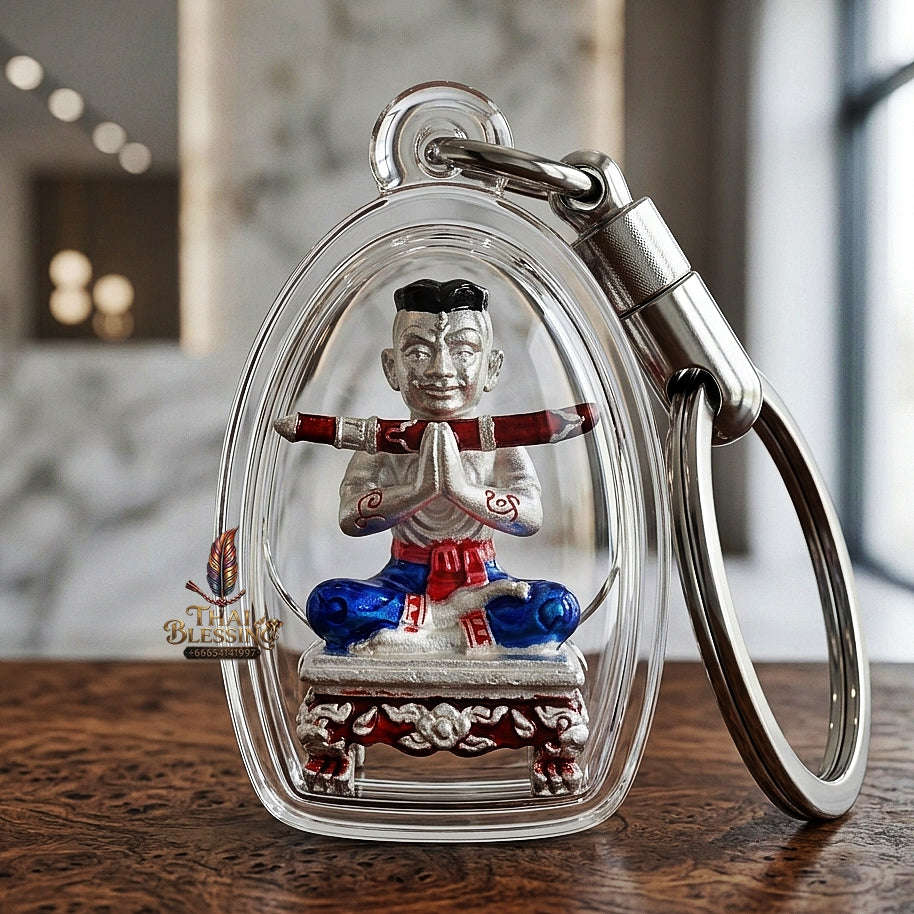 💥 THE SILVER MASTERPIECE OF MOONLIT CHARM & DIVINE GRACE: THE ACHAN SUBIN SILVER-PLATED NA NA THONG KHUN PHAEN!  Sacred "Khun Phaen Mon Saneh Na Na Thong (Silver-Face Silver-Mask Khun Phaen) Thai Blessing Co By RURUECHA