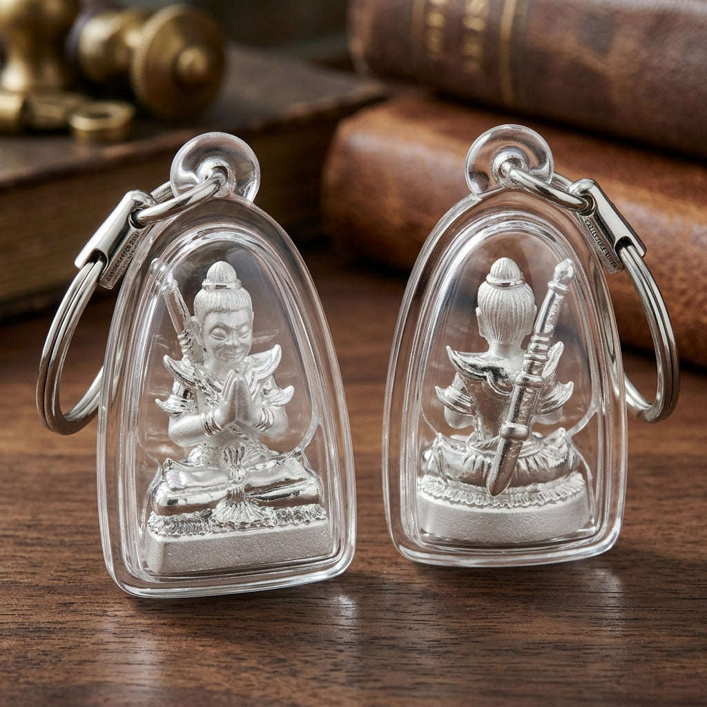 💥 THE SILVER-PLATED PHRAI-POWDER MASTERPIECE OF NECROMANTIC SEDUCTION: THE KRU BA NUEA RITH SILVER-PLATED PHRAI KHUN PHAEN!  Sacred "Khun Phaen Saen Arkhom Thai Blessing Co By RURUECHA