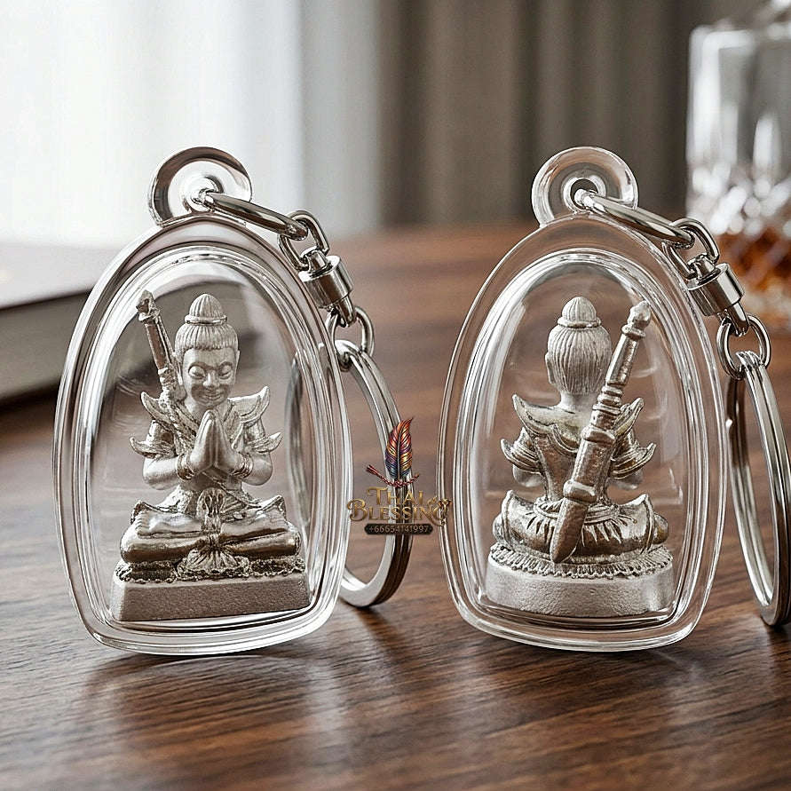 💥 THE SILVER-PLATED PHRAI-POWDER MASTERPIECE OF NECROMANTIC SEDUCTION: THE KRU BA NUEA RITH SILVER-PLATED PHRAI KHUN PHAEN!  Sacred "Khun Phaen Saen Arkhom Thai Blessing Co By RURUECHA
