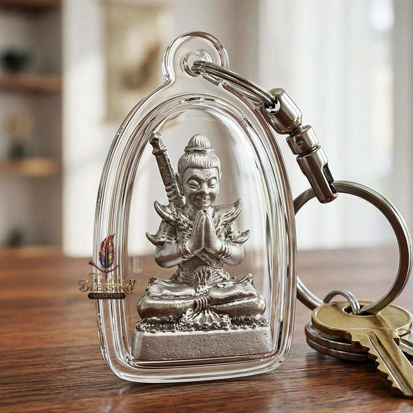 💥 THE SILVER-PLATED PHRAI-POWDER MASTERPIECE OF NECROMANTIC SEDUCTION: THE KRU BA NUEA RITH SILVER-PLATED PHRAI KHUN PHAEN!  Sacred "Khun Phaen Saen Arkhom Thai Blessing Co By RURUECHA