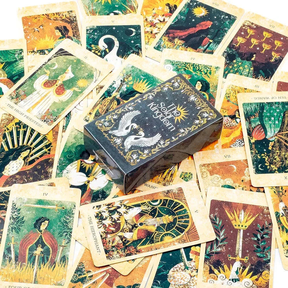 The Solar Kingdom Tarot Deck – 78 Cards + 8 Special Sun and Moon Cards, English Visions Divination Edition for Board and Party Games (10.4x6.1 cm)