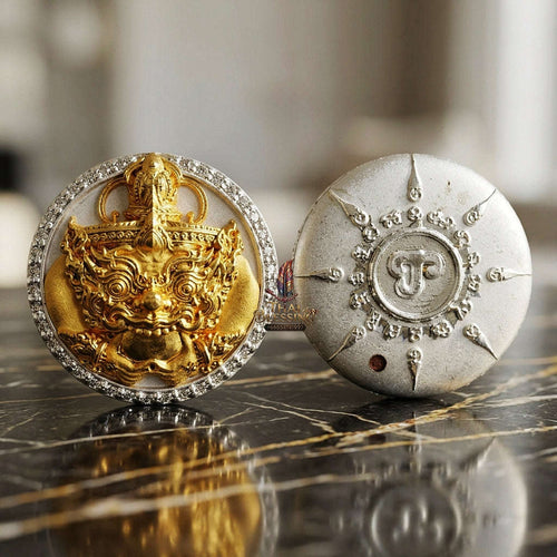 💥 THE SOVEREIGN 2K DUAL-TONE BUTTON OF SUPREME RAHU ECLIPSE & PROTECTION: THE PICHAI SOMBAT!  Sacred "Met Kradum Phra Rahu Phichai Sombat Thai Blessing Co By RURUECHA