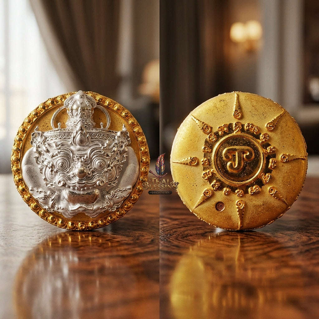 💥 THE SOVEREIGN 2K DUAL-TONE BUTTON OF SUPREME RAHU ECLIPSE & PROTECTION: THE PICHAI SOMBAT!  Sacred "Met Kradum Phra Rahu Phichai Sombat Thai Blessing Co By RURUECHA