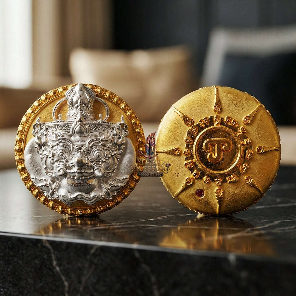 💥 THE SOVEREIGN 2K DUAL-TONE BUTTON OF SUPREME RAHU ECLIPSE & PROTECTION: THE PICHAI SOMBAT!  Sacred "Met Kradum Phra Rahu Phichai Sombat Thai Blessing Co By RURUECHA