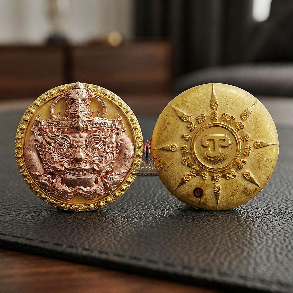 💥 THE SOVEREIGN 2K DUAL-TONE BUTTON OF SUPREME RAHU ECLIPSE & VICTORY: THE PICHAI SOMBAT!  Sacred "Met Kradum Phra Rahu Phichai Sombat Thai Blessing Co By RURUECHA