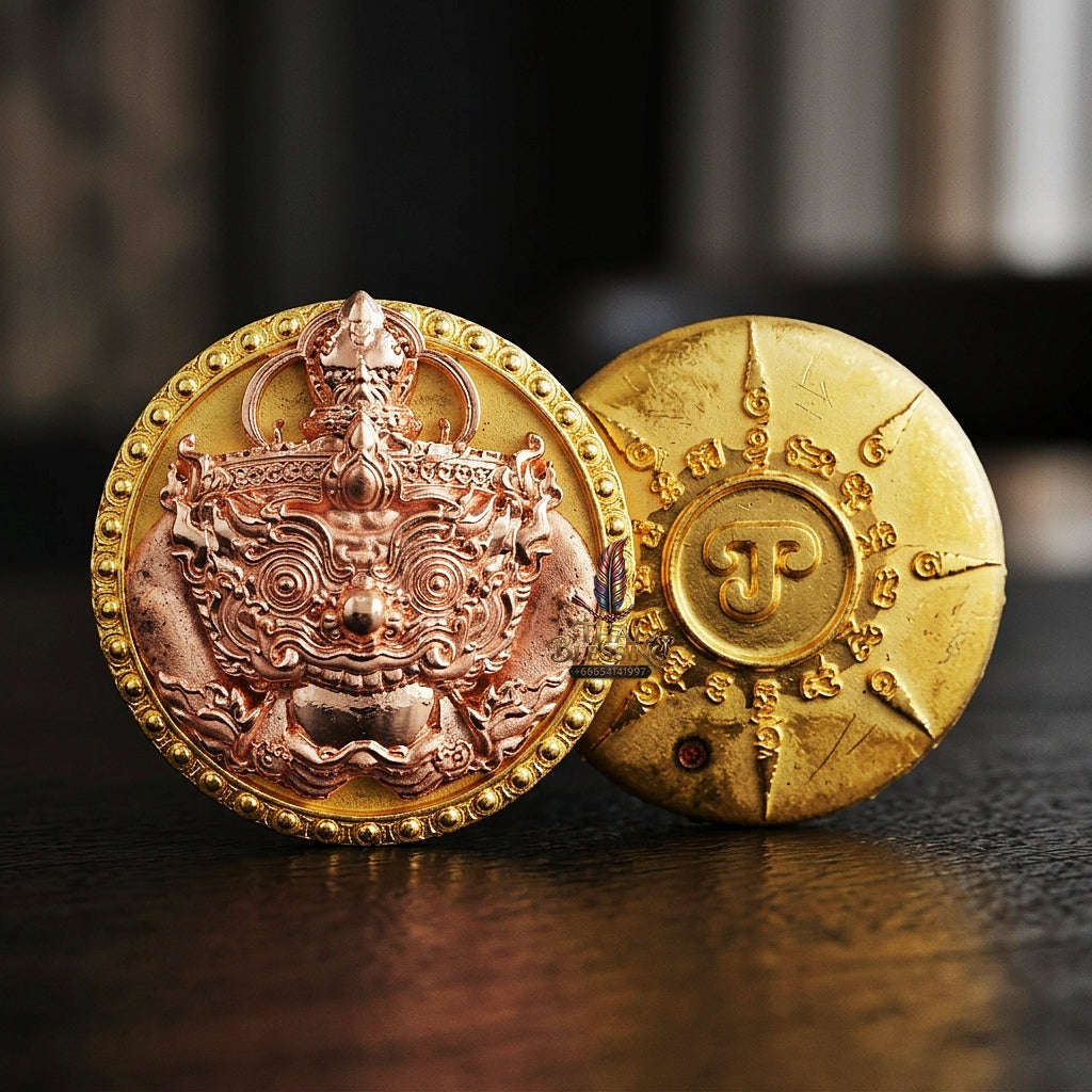 💥 THE SOVEREIGN 2K DUAL-TONE BUTTON OF SUPREME RAHU ECLIPSE & VICTORY: THE PICHAI SOMBAT!  Sacred "Met Kradum Phra Rahu Phichai Sombat Thai Blessing Co By RURUECHA