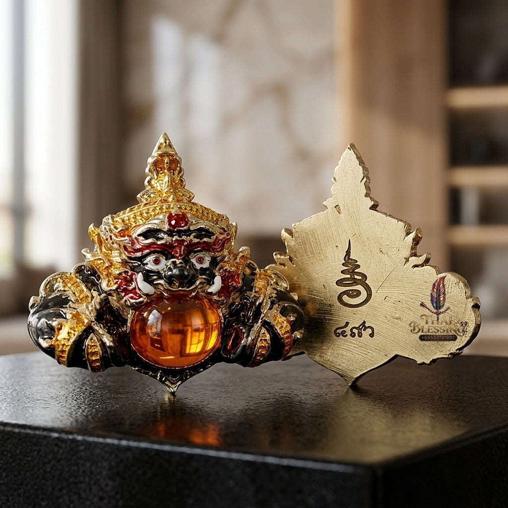 💥 THE SOVEREIGN ENAMELED ECLIPSE OF 2026: THE MASTER PHRA RAHU OF WAT KHAO HUAY HAENG!  Sacred "Phra Rahu – Enameled Samrit Metal Thai Blessing Co By RURUECHA