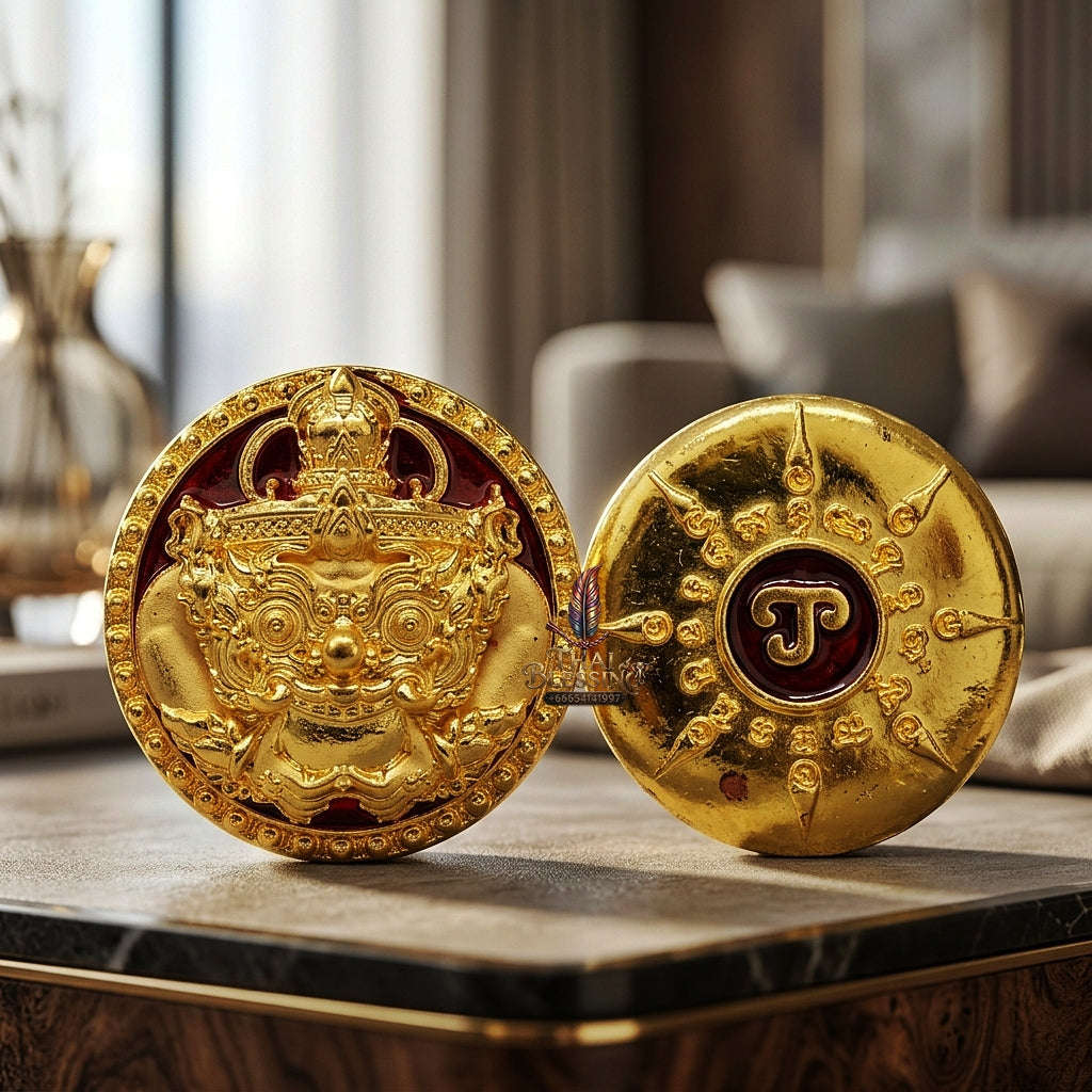 💥 THE SOVEREIGN ENAMELED GOLD BUTTON OF SUPREME VICTORY & PROTECTION: THE PICHAI SOMBAT!  Sacred "Met Kradum Phichai Sombat (Enameled Victory & Protection Button) Thai Blessing Co By RURUECHA
