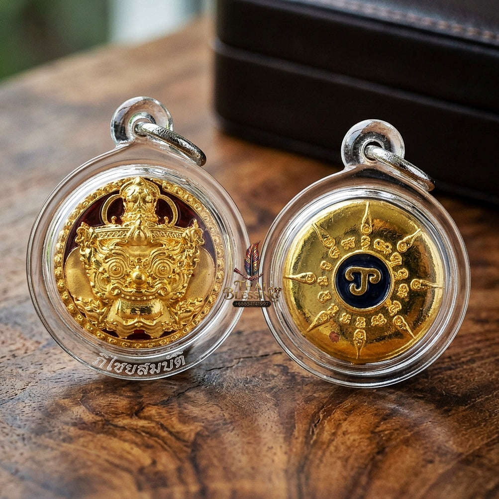 💥 THE SOVEREIGN ENAMELED GOLD BUTTON OF SUPREME VICTORY & PROTECTION: THE PICHAI SOMBAT!  Sacred "Met Kradum Phichai Sombat (Enameled Victory & Protection Button) Thai Blessing Co By RURUECHA