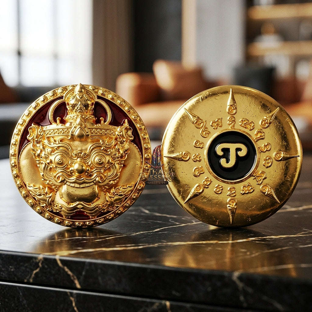 💥 THE SOVEREIGN ENAMELED GOLD BUTTON OF SUPREME VICTORY & PROTECTION: THE PICHAI SOMBAT!  Sacred "Met Kradum Phichai Sombat (Enameled Victory & Protection Button) Thai Blessing Co By RURUECHA