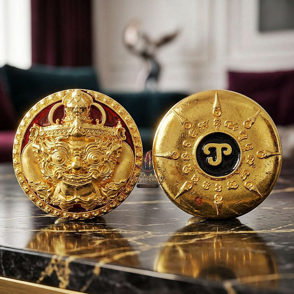 💥 THE SOVEREIGN ENAMELED GOLD BUTTON OF SUPREME VICTORY & PROTECTION: THE PICHAI SOMBAT!  Sacred "Met Kradum Phichai Sombat (Enameled Victory & Protection Button) Thai Blessing Co By RURUECHA