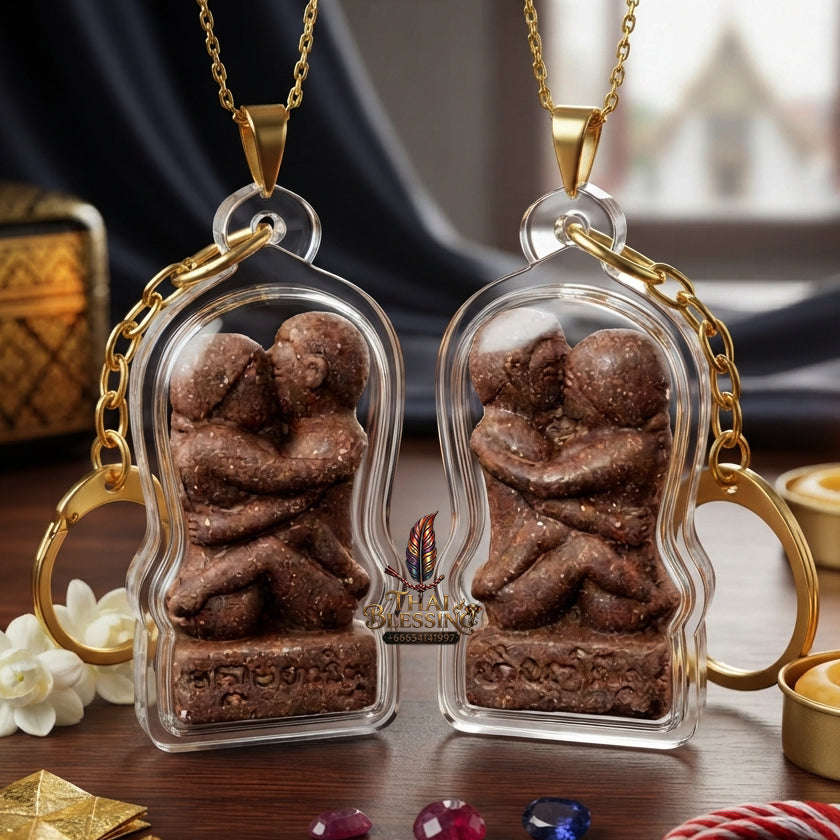 ✨ [The Sovereign of Absolute Allure] Sacred "Inn Khu Maha Saneh Leh Roi Rak" (The Pair of Lovers - 100 Secrets of Charm) – Ultra-Potent Sacred Powder (Brown Edition) – Master-Blessed by Luang Pu Singh, Wat Ban Pa Tabaeng (2015) Thai Blessing Co