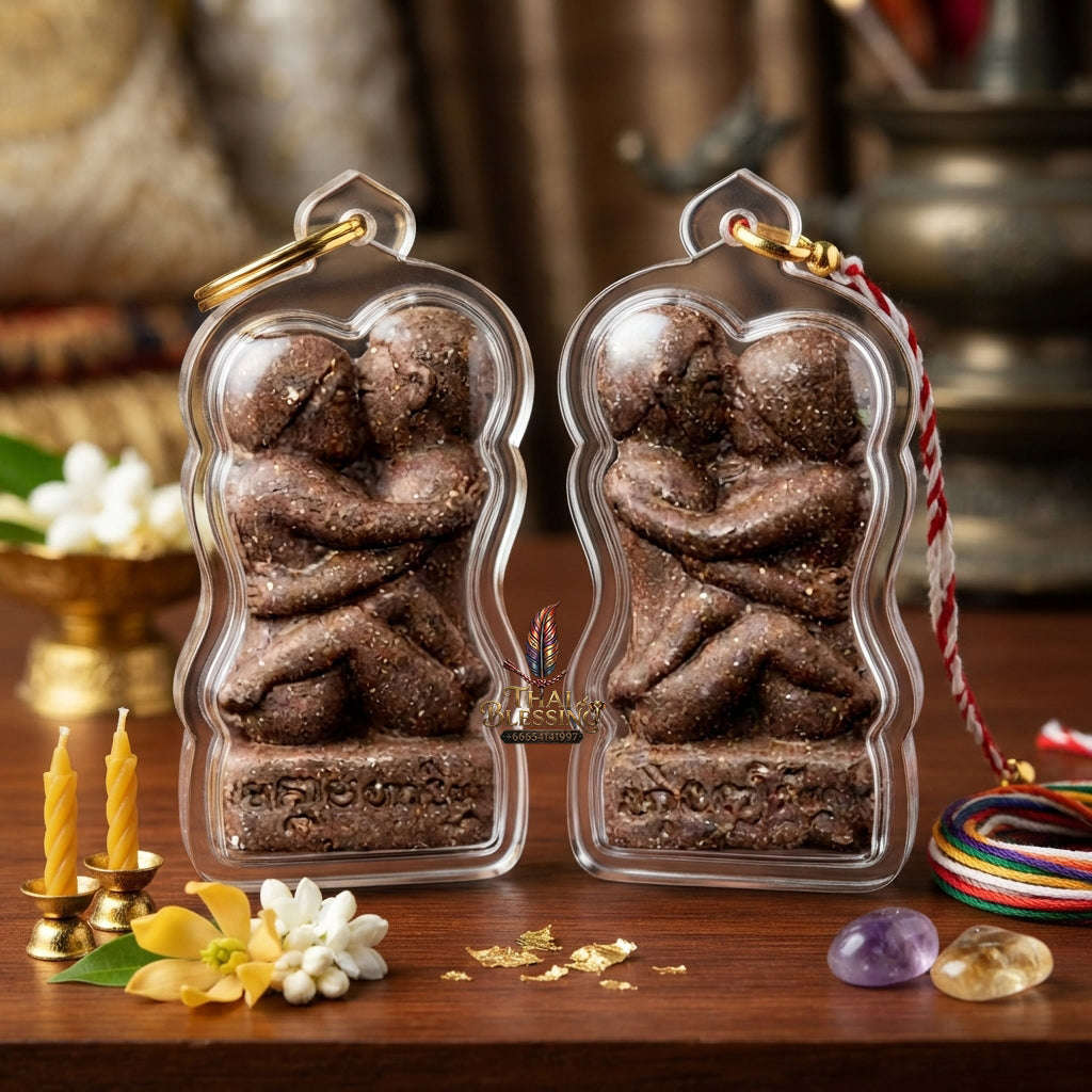 ✨ [The Sovereign of Absolute Allure] Sacred "Inn Khu Maha Saneh Leh Roi Rak" (The Pair of Lovers - 100 Secrets of Charm) – Ultra-Potent Sacred Powder (Brown Edition) – Master-Blessed by Luang Pu Singh, Wat Ban Pa Tabaeng (2015) Thai Blessing Co