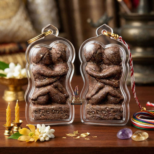 ✨ [The Sovereign of Absolute Allure] Sacred "Inn Khu Maha Saneh Leh Roi Rak" (The Pair of Lovers - 100 Secrets of Charm) – Ultra-Potent Sacred Powder (Brown Edition) – Master-Blessed by Luang Pu Singh, Wat Ban Pa Tabaeng (2015) Thai Blessing Co