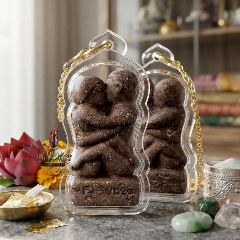✨ [The Sovereign of Absolute Allure] Sacred "Inn Khu Maha Saneh Leh Roi Rak" (The Pair of Lovers - 100 Secrets of Charm) – Ultra-Potent Sacred Powder (Brown Edition) – Master-Blessed by Luang Pu Singh, Wat Ban Pa Tabaeng (2015) Thai Blessing Co