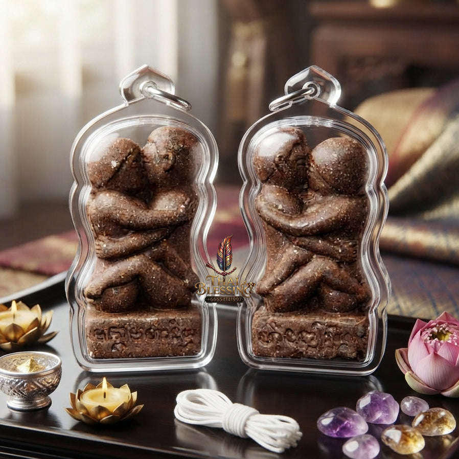 ✨ [The Sovereign of Absolute Allure] Sacred "Inn Khu Maha Saneh Leh Roi Rak" (The Pair of Lovers - 100 Secrets of Charm) – Ultra-Potent Sacred Powder (Brown Edition) – Master-Blessed by Luang Pu Singh, Wat Ban Pa Tabaeng (2015) Thai Blessing Co