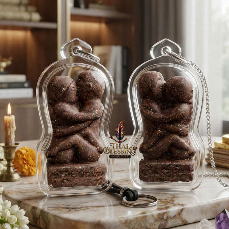 ✨ [The Sovereign of Absolute Allure] Sacred "Inn Khu Maha Saneh Leh Roi Rak" (The Pair of Lovers - 100 Secrets of Charm) – Ultra-Potent Sacred Powder (Brown Edition) – Master-Blessed by Luang Pu Singh, Wat Ban Pa Tabaeng (2015) Thai Blessing Co