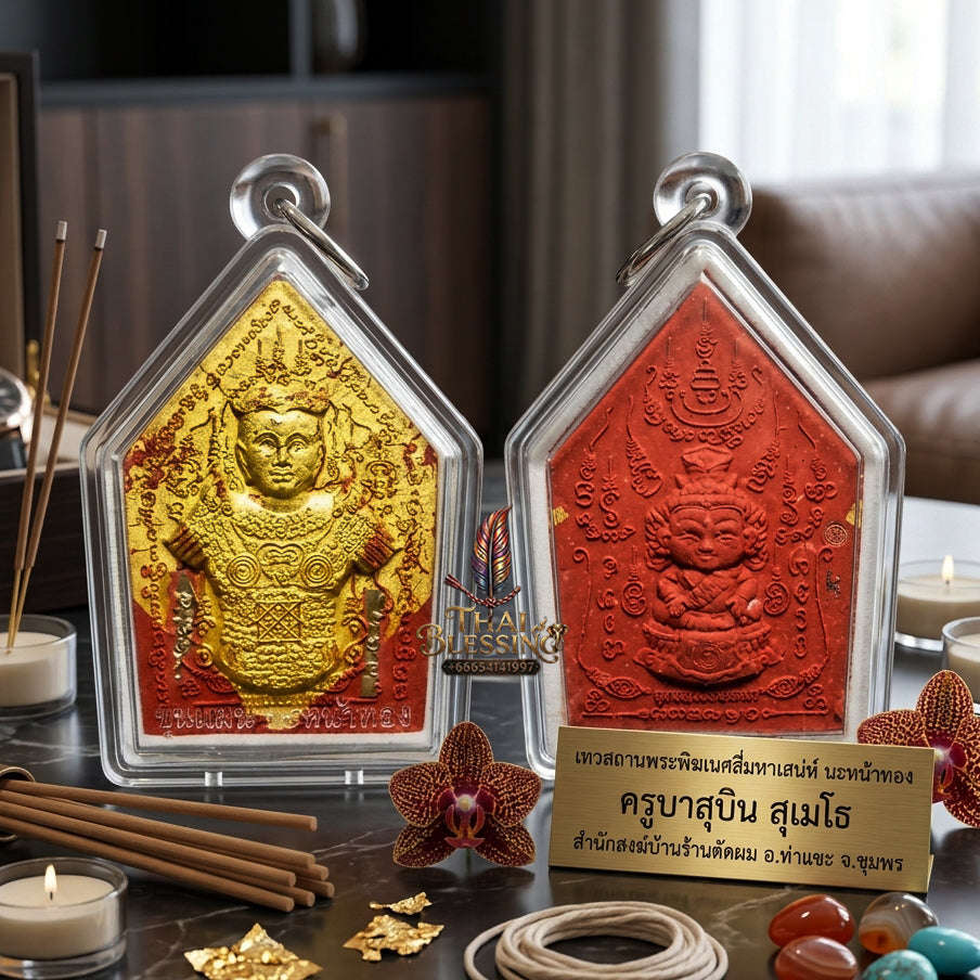 ✨ [The Sovereign of Absolute Erotic Command & Irresistible Social Magnetism: The 2026 "Grand-Master" Sovereign Edition] Sacred "Khun Phaen Na Na Thong (The Sovereign Golden-Faced Enchanter)" – Special "Red-Chicken Herb & Double-Takrut" Thai