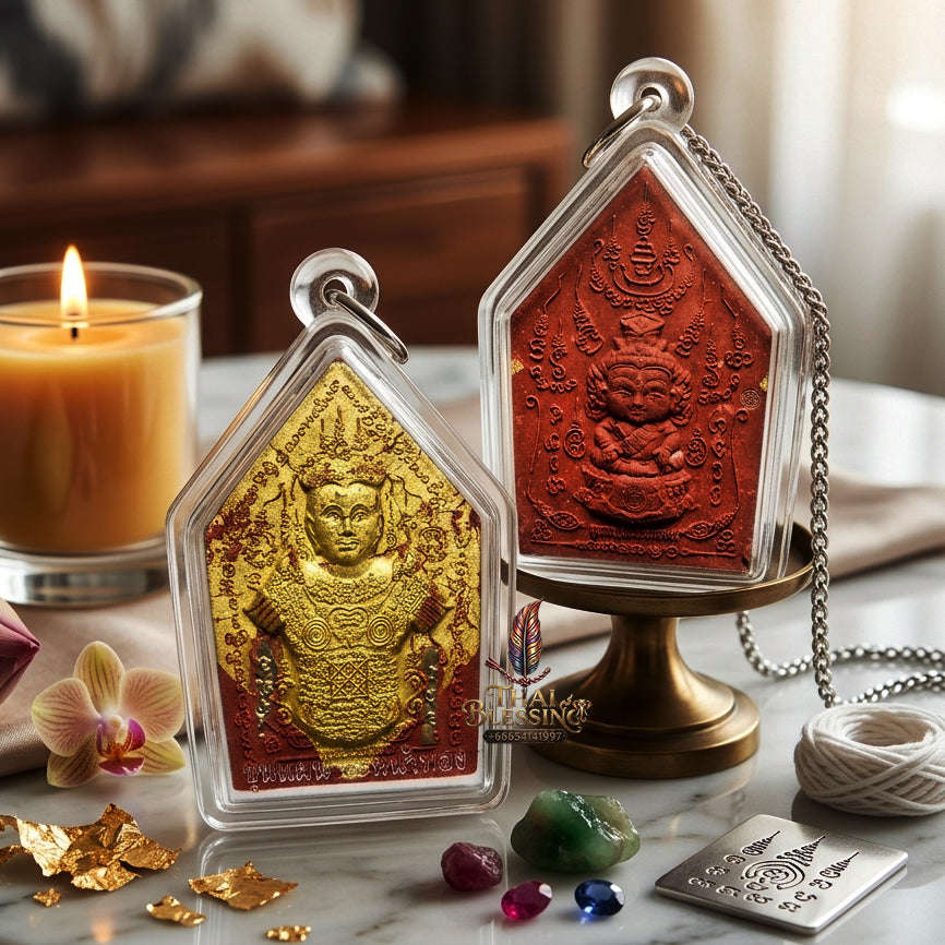 ✨ [The Sovereign of Absolute Erotic Command & Irresistible Social Magnetism: The 2026 "Grand-Master" Sovereign Edition] Sacred "Khun Phaen Na Na Thong (The Sovereign Golden-Faced Enchanter)" – Special "Red-Chicken Herb & Double-Takrut" Thai