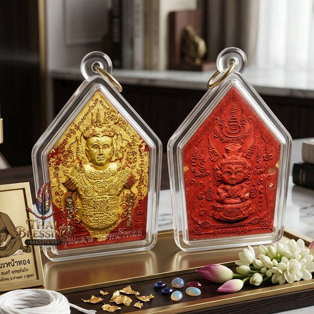 ✨ [The Sovereign of Absolute Erotic Command & Irresistible Social Magnetism: The 2026 "Grand-Master" Sovereign Edition] Sacred "Khun Phaen Na Na Thong (The Sovereign Golden-Faced Enchanter)" – Special "Red-Chicken Herb & Double-Takrut" Thai