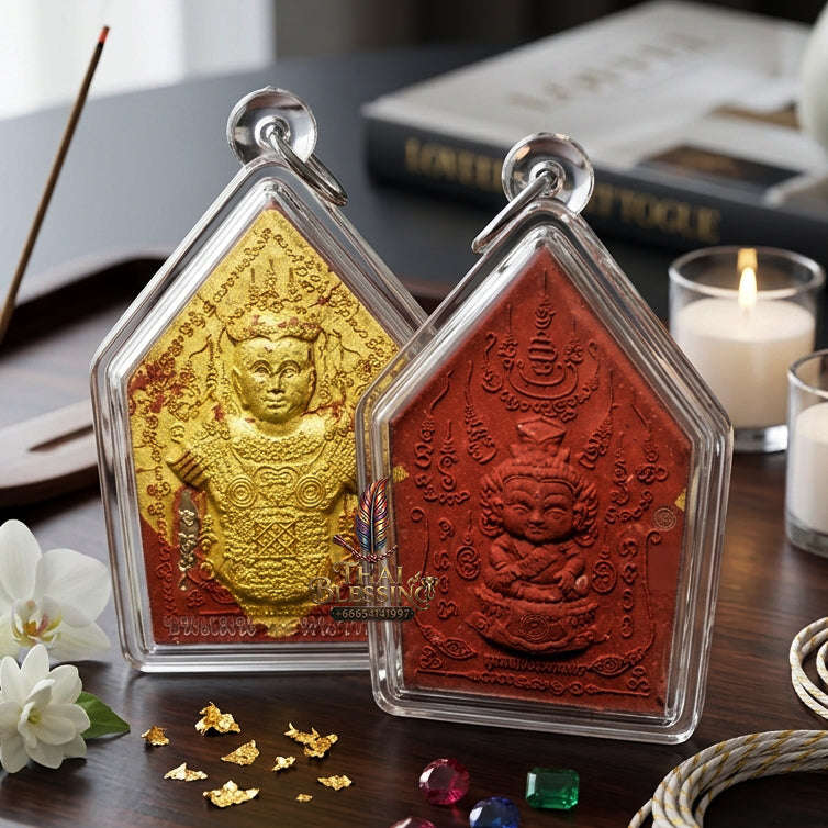 ✨ [The Sovereign of Absolute Erotic Command & Irresistible Social Magnetism: The 2026 "Grand-Master" Sovereign Edition] Sacred "Khun Phaen Na Na Thong (The Sovereign Golden-Faced Enchanter)" – Special "Red-Chicken Herb & Double-Takrut" Thai