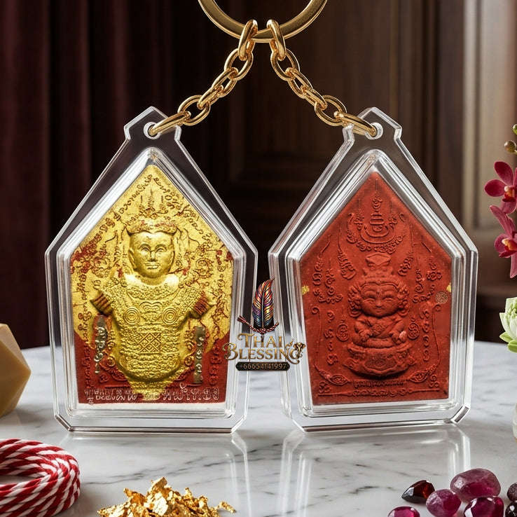 ✨ [The Sovereign of Absolute Erotic Command & Irresistible Social Magnetism: The 2026 "Grand-Master" Sovereign Edition] Sacred "Khun Phaen Na Na Thong (The Sovereign Golden-Faced Enchanter)" – Special "Red-Chicken Herb & Double-Takrut" Thai