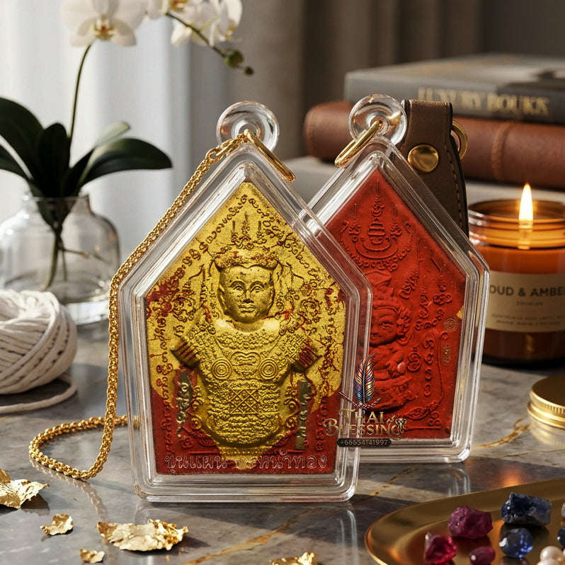 ✨ [The Sovereign of Absolute Erotic Command & Irresistible Social Magnetism: The 2026 "Grand-Master" Sovereign Edition] Sacred "Khun Phaen Na Na Thong (The Sovereign Golden-Faced Enchanter)" – Special "Red-Chicken Herb & Double-Takrut" Thai