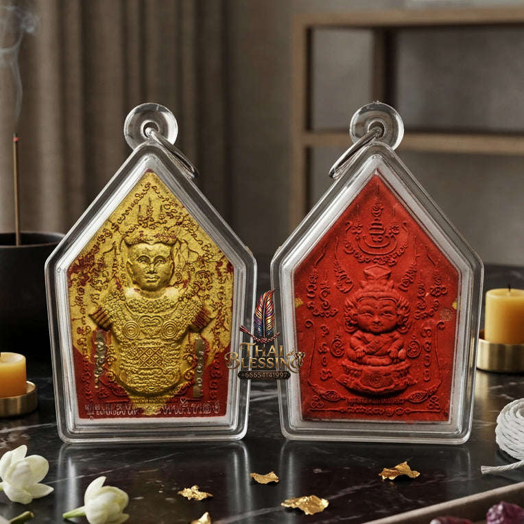 ✨ [The Sovereign of Absolute Erotic Command & Irresistible Social Magnetism: The 2026 "Grand-Master" Sovereign Edition] Sacred "Khun Phaen Na Na Thong (The Sovereign Golden-Faced Enchanter)" – Special "Red-Chicken Herb & Double-Takrut" Thai