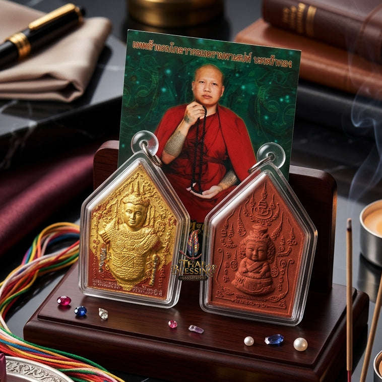 ✨ [The Sovereign of Absolute Erotic Command & Irresistible Social Magnetism: The 2026 "Grand-Master" Sovereign Edition] Sacred "Khun Phaen Na Na Thong (The Sovereign Golden-Faced Enchanter)" – Special "Red-Chicken Herb & Double-Takrut" Thai