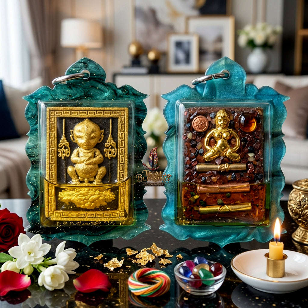 ✨ [The Sovereign of Alchemical Abundance: The 2026 Master-Edition] Sacred "Si Hu Ha Ta" (The Four-Eared, Five-Eyed Alchemist) – Special "Black Nilakan" Powder Matrix – Enhanced with "Wealth-Manifesting" Gemstones and Prosperity Takrut Thai