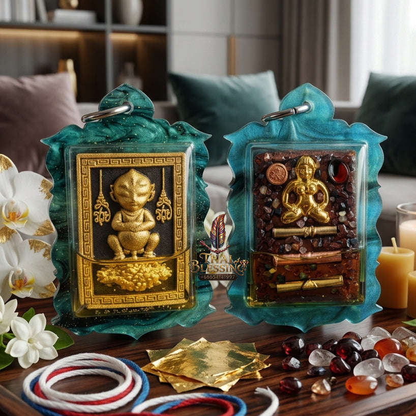 ✨ [The Sovereign of Alchemical Abundance: The 2026 Master-Edition] Sacred "Si Hu Ha Ta" (The Four-Eared, Five-Eyed Alchemist) – Special "Black Nilakan" Powder Matrix – Enhanced with "Wealth-Manifesting" Gemstones and Prosperity Takrut Thai
