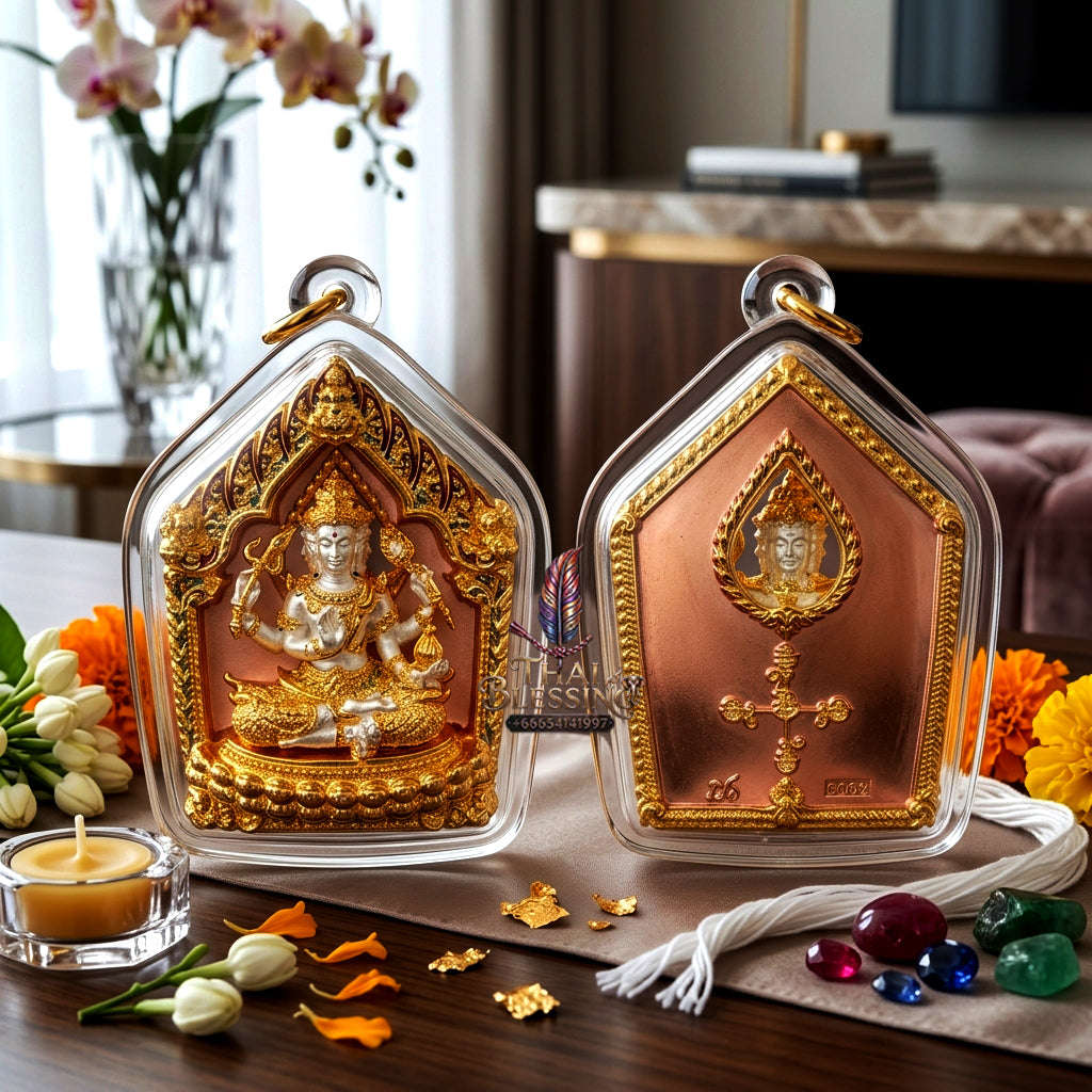 ✨ [The Sovereign of Celestial Creation: The 2026 Master-Edition] Sacred "Phra Phrom Erawan" (The Brahma of the Four Directions) – Miniature Loyl-Ong (Statue-Style) – Special "3K Finish" (Tri-Tone Gold/Silver/Bronze) on Sacred Bronze Thai