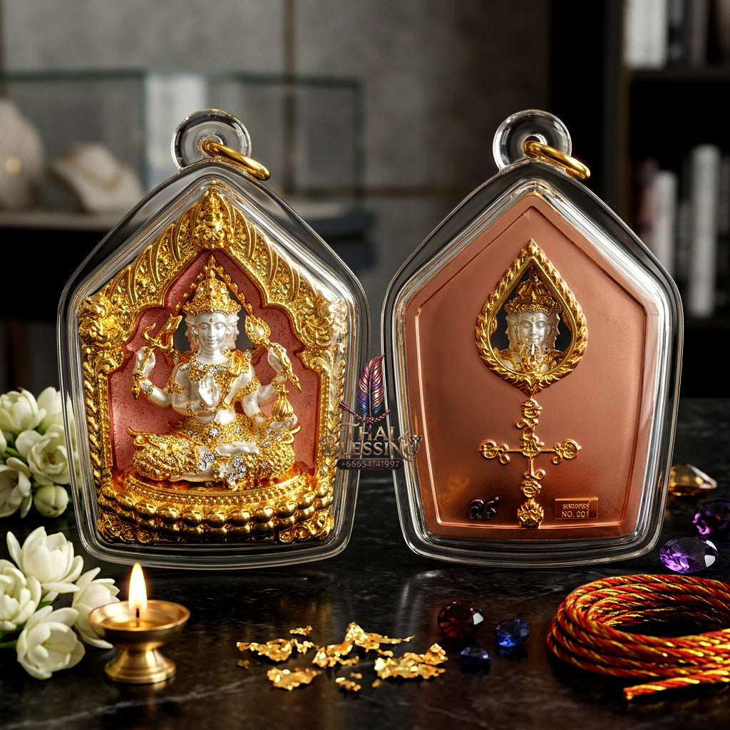 ✨ [The Sovereign of Celestial Creation: The 2026 Master-Edition] Sacred "Phra Phrom Erawan" (The Brahma of the Four Directions) – Miniature Loyl-Ong (Statue-Style) – Special "3K Finish" (Tri-Tone Gold/Silver/Bronze) on Sacred Bronze Thai