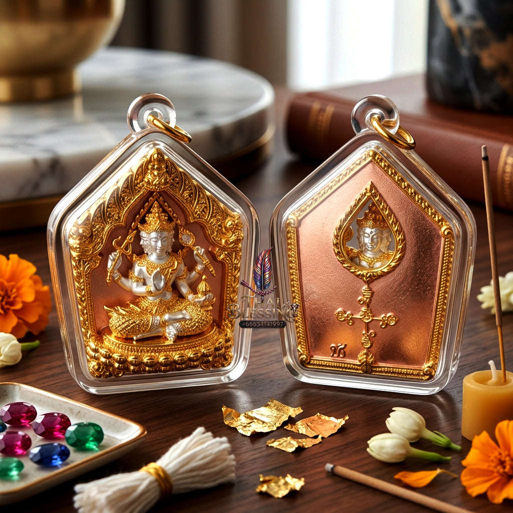 ✨ [The Sovereign of Celestial Creation: The 2026 Master-Edition] Sacred "Phra Phrom Erawan" (The Brahma of the Four Directions) – Miniature Loyl-Ong (Statue-Style) – Special "3K Finish" (Tri-Tone Gold/Silver/Bronze) on Sacred Bronze Thai