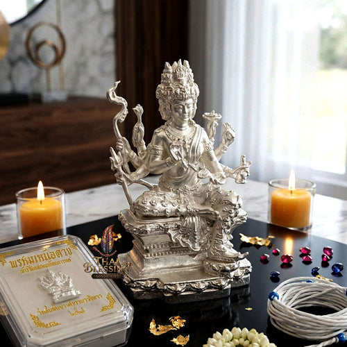 ✨ [The Sovereign of Celestial Dominance: The 2024 Master-Edition] Sacred "Phra Phrom Nuea Duang" (The Brahma Above Destiny) – Miniature Loyl-Ong (Statue-Style) – "Jao Sua Yaowarat" (Yaowarat Millionaire) Special Edition Thai Blessing Co By