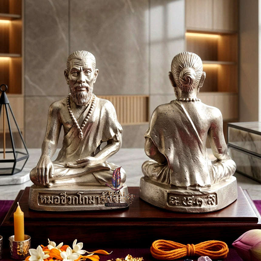 ✨ [The Sovereign of Celestial Healing: The 2010 Master-Edition] Sacred "Mo Chiwok Komaraphat" (The Physician to the Buddha) – Special "Silver Sand-Blast Finish" (Frosted Lustre) on Sacred Bronze (Samrit) – "Duang Maha Sethi" (Great Wealth &