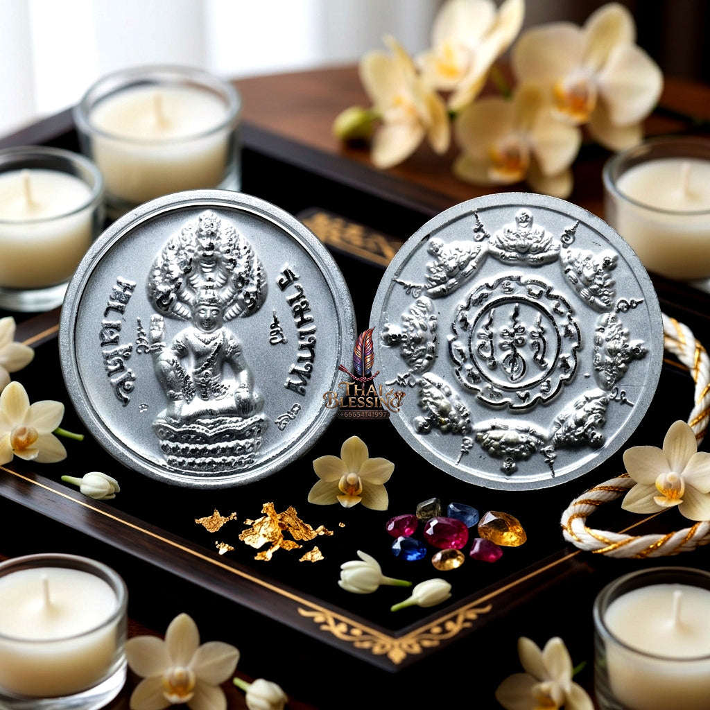✨ [The Sovereign of Celestial Radiance: The Master-Edition] Sacred "Rian Phra Suriyan-Chantra" (The Sun and Moon Convergence) – Thao Jatukam Rammathep – Special "Silver-Plated" Thai Blessing Co By RURUECHA