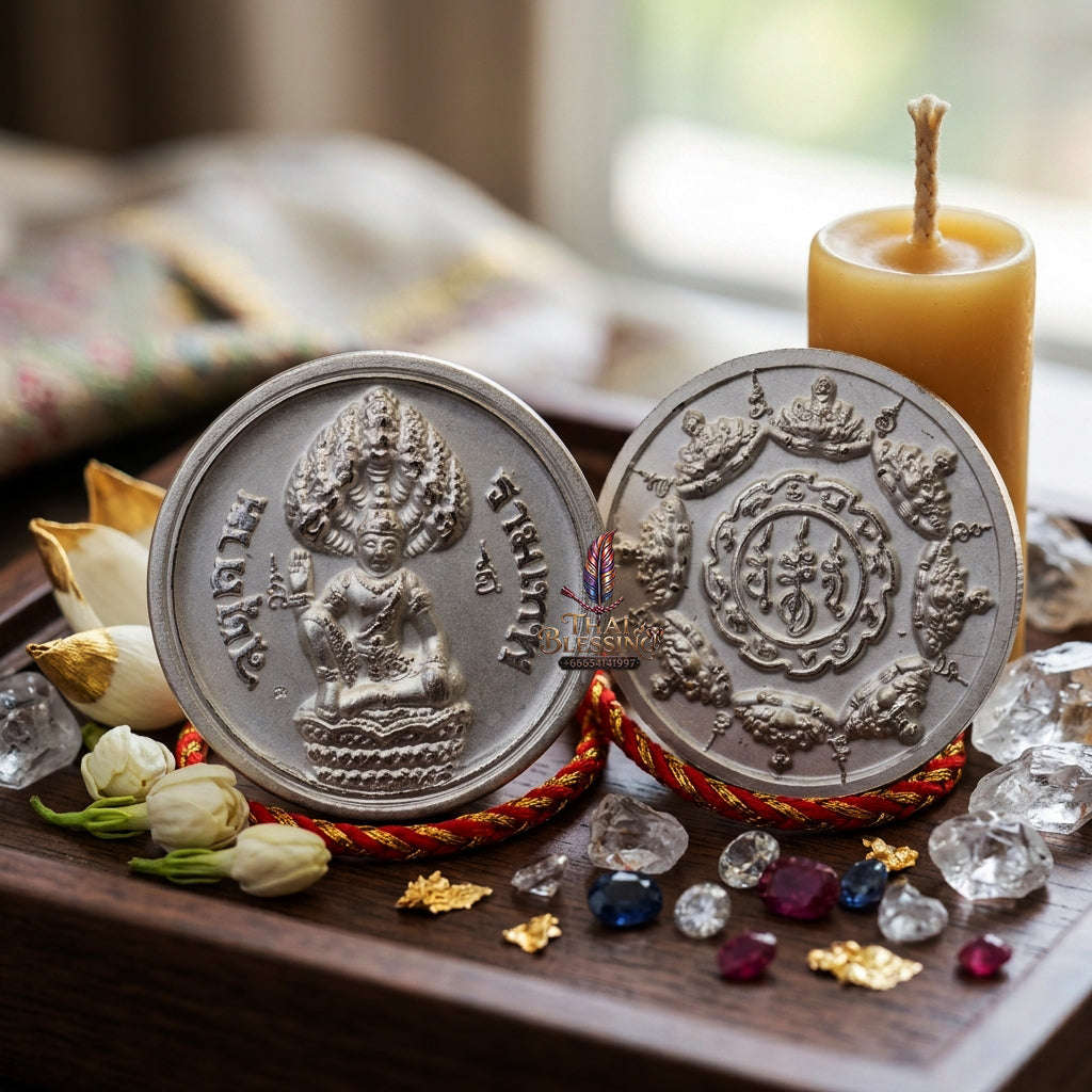 ✨ [The Sovereign of Celestial Radiance: The Master-Edition] Sacred "Rian Phra Suriyan-Chantra" (The Sun and Moon Convergence) – Thao Jatukam Rammathep – Special "Silver-Plated" Thai Blessing Co By RURUECHA