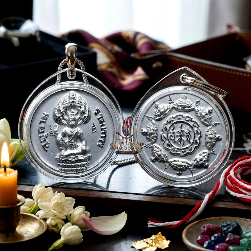 ✨ [The Sovereign of Celestial Radiance: The Master-Edition] Sacred "Rian Phra Suriyan-Chantra" (The Sun and Moon Convergence) – Thao Jatukam Rammathep – Special "Silver-Plated" Thai Blessing Co By RURUECHA