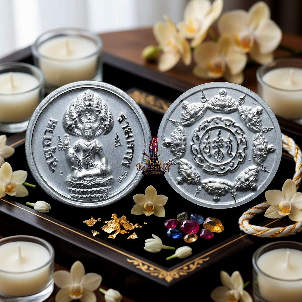 ✨ [The Sovereign of Celestial Radiance: The Master-Edition] Sacred "Rian Phra Suriyan-Chantra" (The Sun and Moon Convergence) – Thao Jatukam Rammathep – Special "Silver-Plated" Thai Blessing Co By RURUECHA