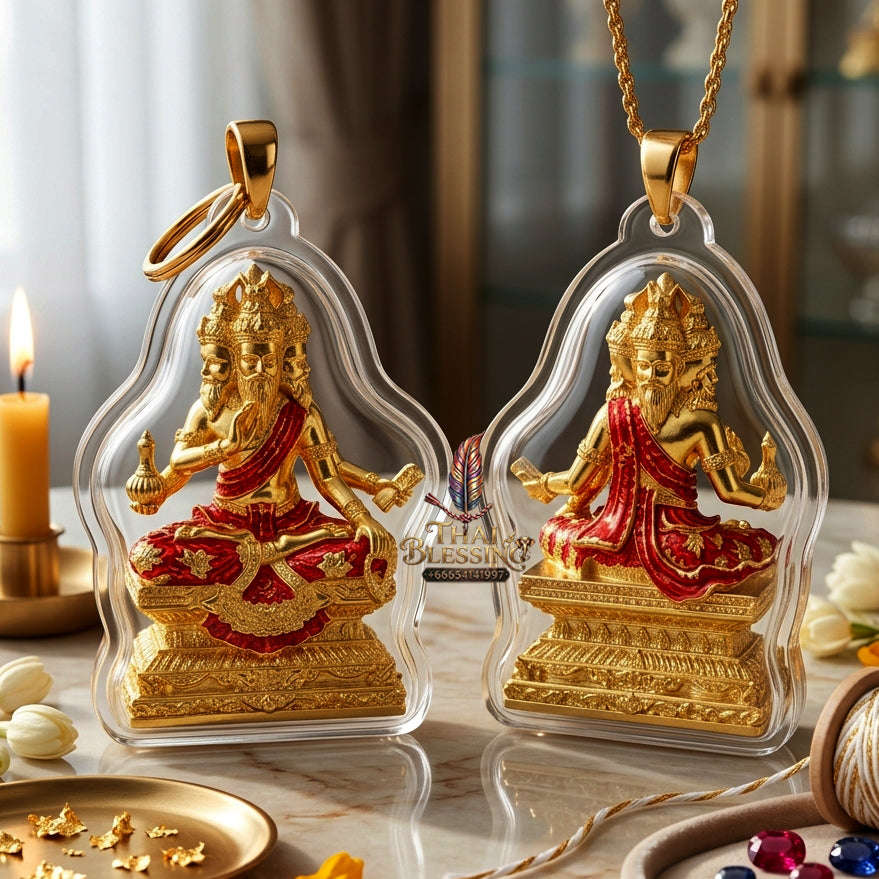 ✨ [The Sovereign of Divine Benediction: The 2026 Master-Edition] Sacred "Pu Ruesi Phrommaet" (Ruesi of Brahma-Wisdom) – Special "Pu Prathan Phon 108" (Grandfather Grants 108 Blessings) Edition – Gold-Plated Bronze with Crimson-Red Enamel Thai