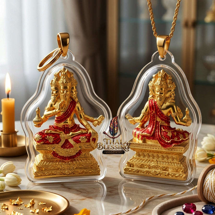 ✨ [The Sovereign of Divine Benediction: The 2026 Master-Edition] Sacred "Pu Ruesi Phrommaet" (Ruesi of Brahma-Wisdom) – Special "Pu Prathan Phon 108" (Grandfather Grants 108 Blessings) Edition – Gold-Plated Bronze with Crimson-Red Enamel Thai