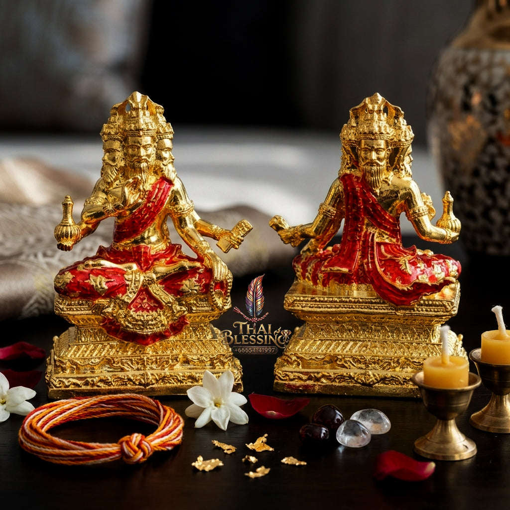 ✨ [The Sovereign of Divine Benediction: The 2026 Master-Edition] Sacred "Pu Ruesi Phrommaet" (Ruesi of Brahma-Wisdom) – Special "Pu Prathan Phon 108" (Grandfather Grants 108 Blessings) Edition – Gold-Plated Bronze with Crimson-Red Enamel Thai