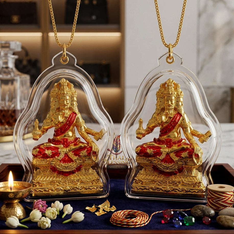 ✨ [The Sovereign of Divine Benediction: The 2026 Master-Edition] Sacred "Pu Ruesi Phrommaet" (Ruesi of Brahma-Wisdom) – Special "Pu Prathan Phon 108" (Grandfather Grants 108 Blessings) Edition – Gold-Plated Bronze with Crimson-Red Enamel Thai