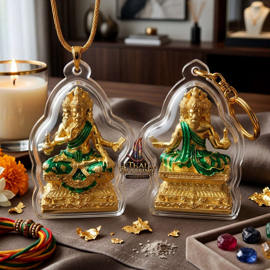 ✨ [The Sovereign of Divine Benediction: The 2026 Master-Edition] Sacred "Pu Ruesi Phrommaet" (Ruesi of Brahma-Wisdom) – Special "Pu Prathan Phon 108" (Grandfather Grants 108 Blessings) Edition – Gold-Plated Bronze with Emerald-Green Enamel Thai