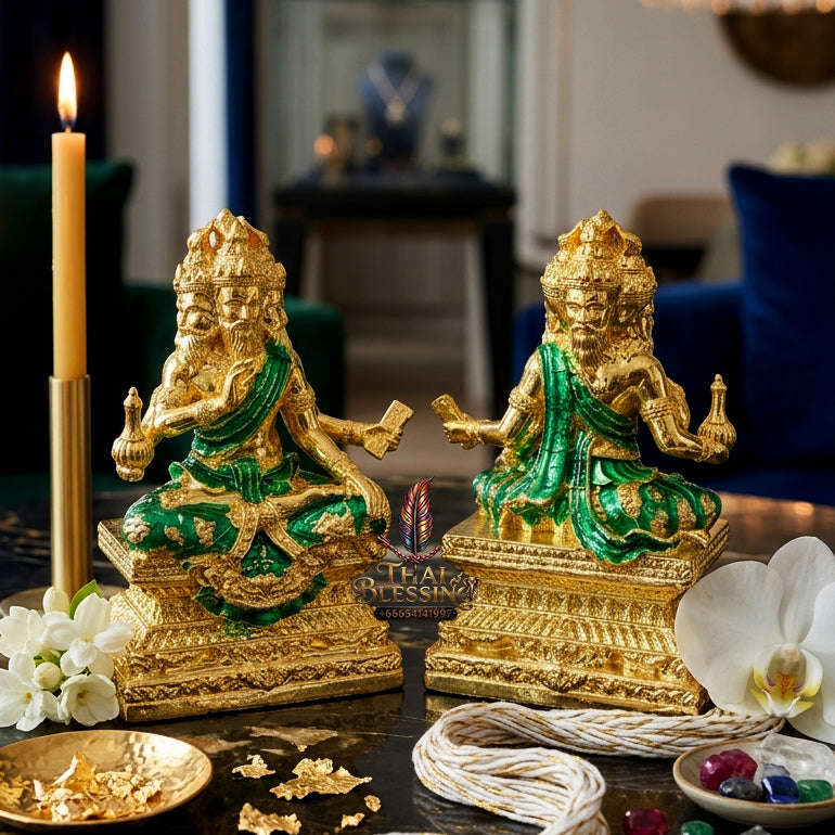 ✨ [The Sovereign of Divine Benediction: The 2026 Master-Edition] Sacred "Pu Ruesi Phrommaet" (Ruesi of Brahma-Wisdom) – Special "Pu Prathan Phon 108" (Grandfather Grants 108 Blessings) Edition – Gold-Plated Bronze with Emerald-Green Enamel Thai