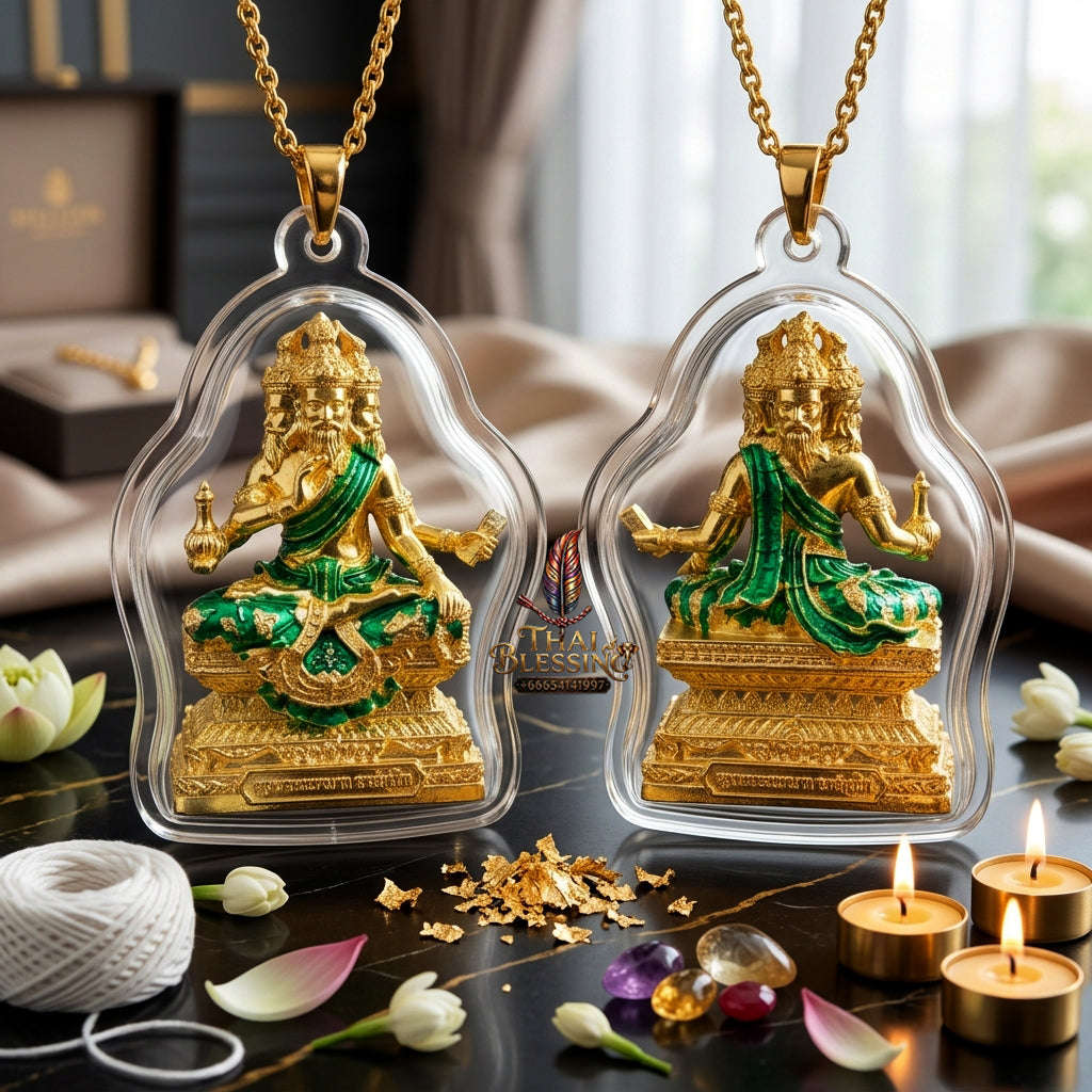 ✨ [The Sovereign of Divine Benediction: The 2026 Master-Edition] Sacred "Pu Ruesi Phrommaet" (Ruesi of Brahma-Wisdom) – Special "Pu Prathan Phon 108" (Grandfather Grants 108 Blessings) Edition – Gold-Plated Bronze with Emerald-Green Enamel Thai