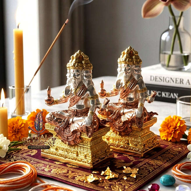 ✨ [The Sovereign of Divine Benediction: The 2026 Master-Edition] Sacred "Pu Ruesi Phrommaet" (Ruesi of Brahma-Wisdom) – Special "Pu Prathan Phon 108" (Grandfather Grants 108 Blessings) Edition – Tri-Color 3K Plated Bronze Thai Blessing Co By